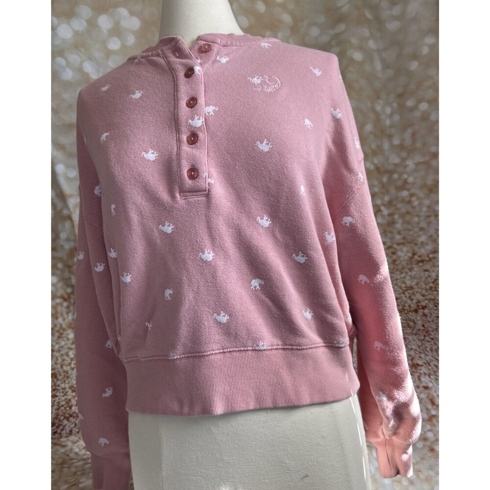 Ivory Ella Pink Sweatshirt Small Cropped Elephant Print Women’s S